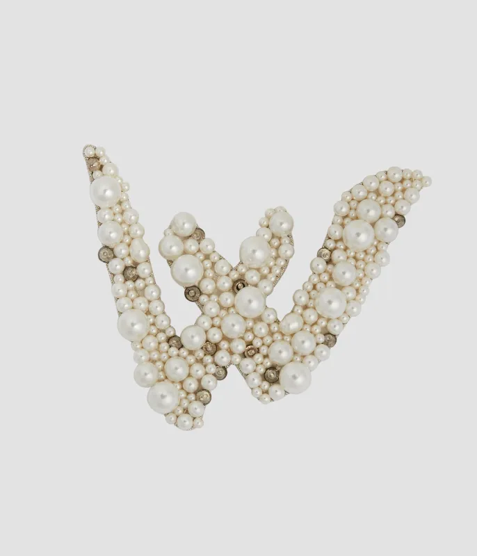 Pearl Alphabet Brooch W made by ERDEM