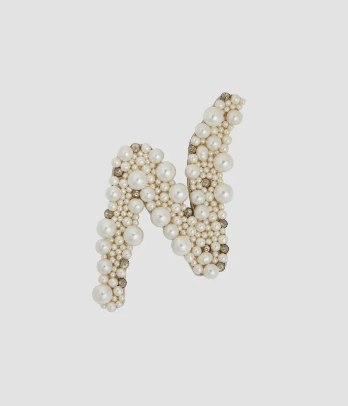 Pearl Alphabet Brooch N made by ERDEM