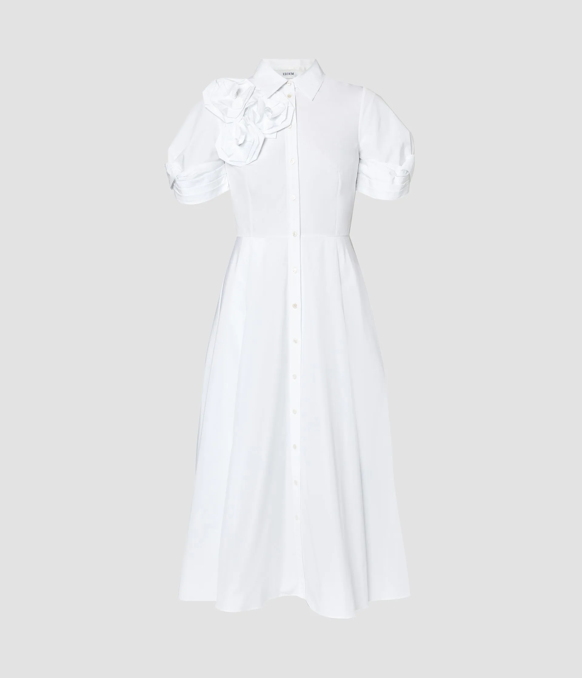Short Sleeve Midi Shirt Dress With Rosettes sold by ERDEM