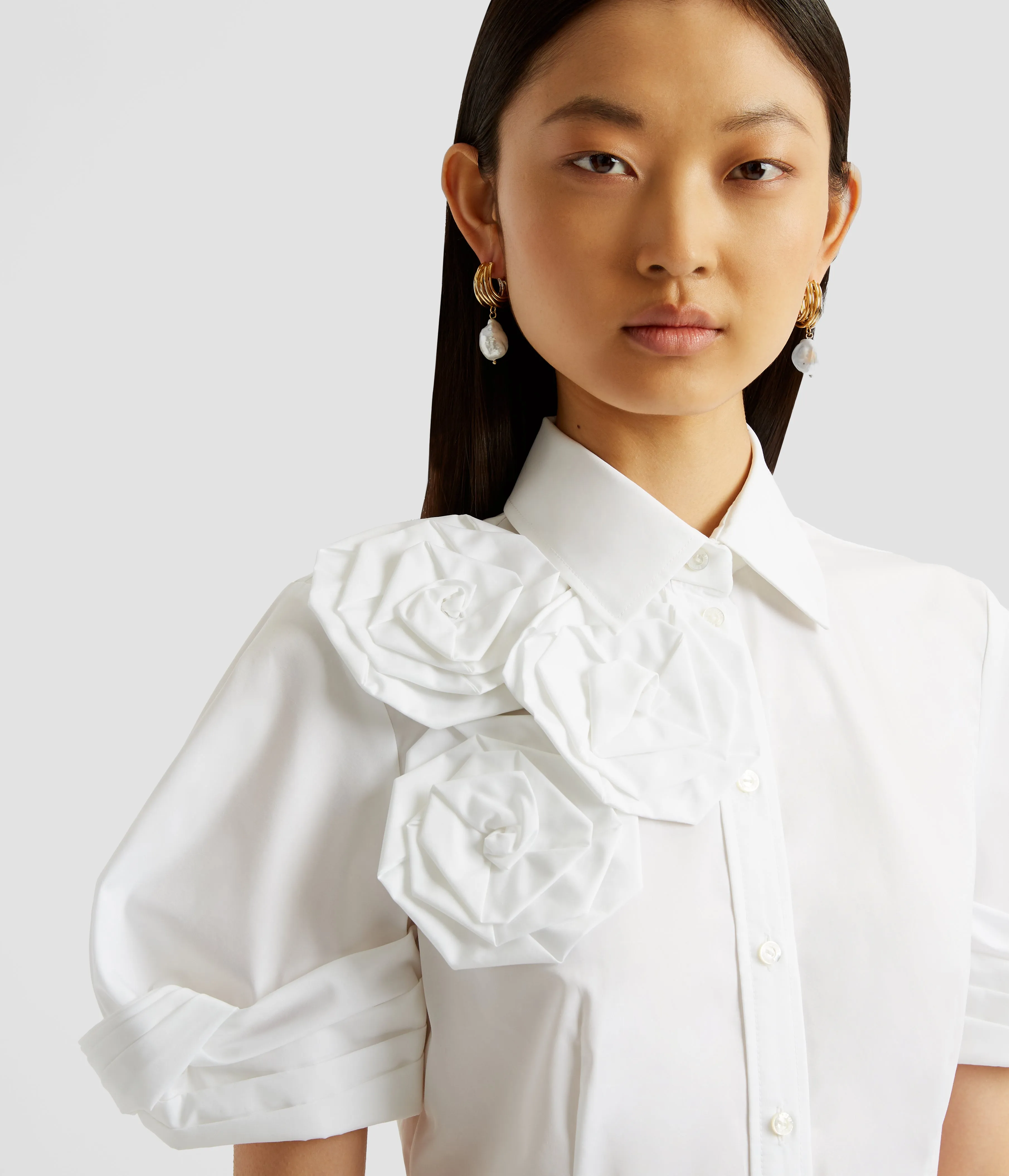 Short Sleeve Midi Shirt Dress With Rosettes sold by ERDEM product image thumbnail 4