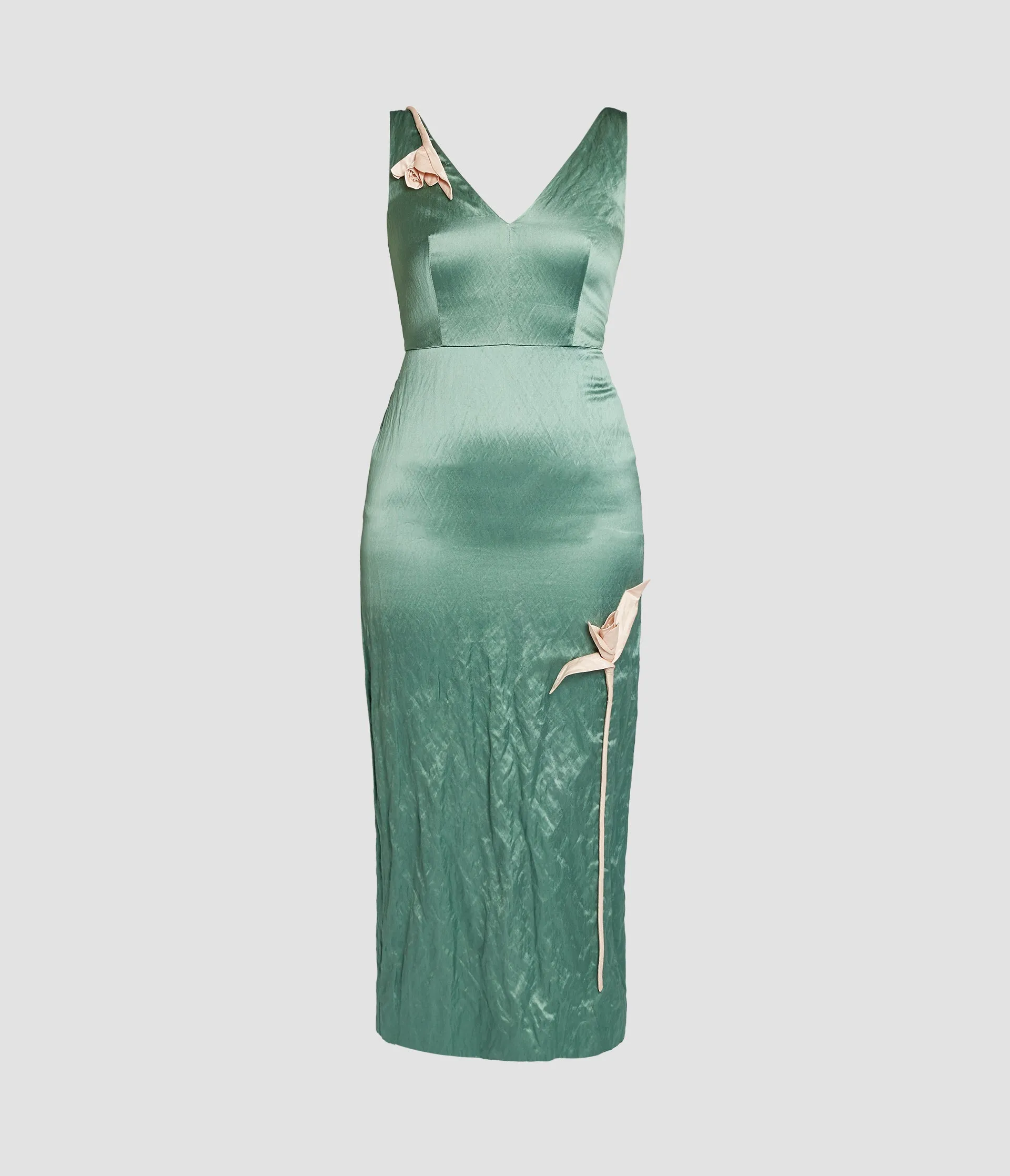 Embroidered Textured Satin Sleeveless Midi Dress sold by ERDEM