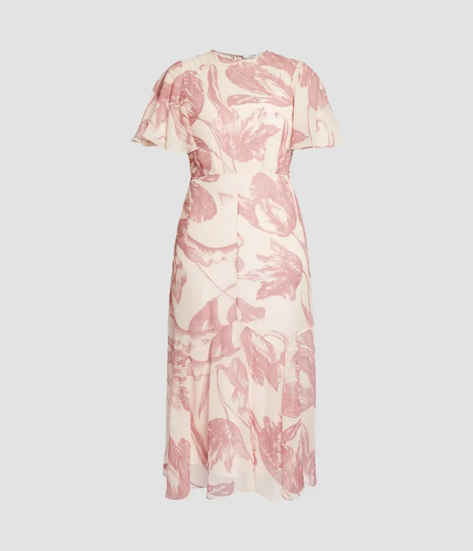 Floral Print Silk Voile Midi Dress made by ERDEM