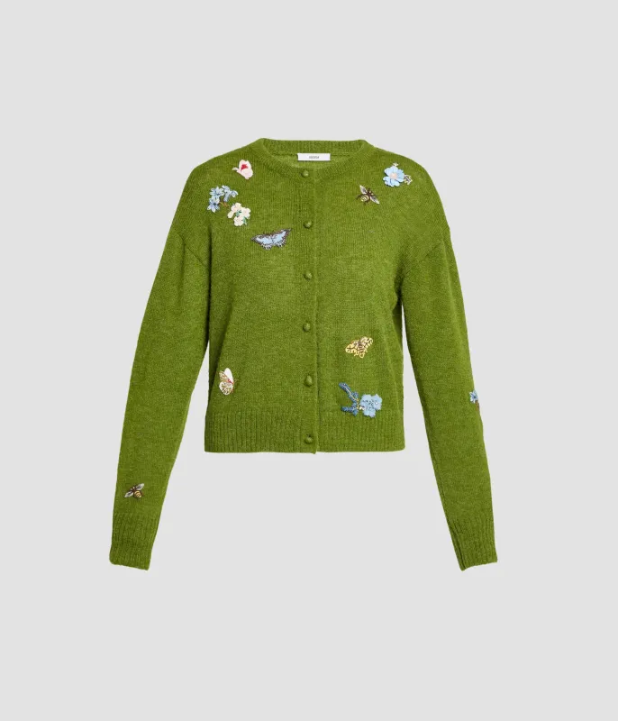 Embellished Crew Neck Cardigan made by ERDEM