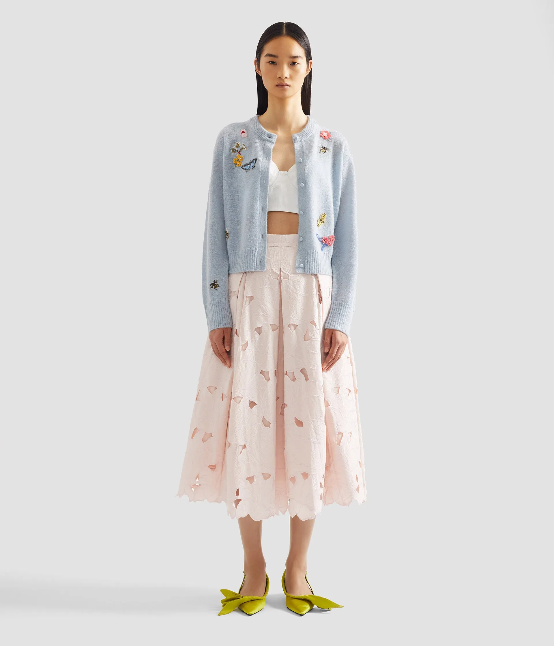 Floral Cutwork Pleated Midi Skirt sold by ERDEM product image thumbnail 3