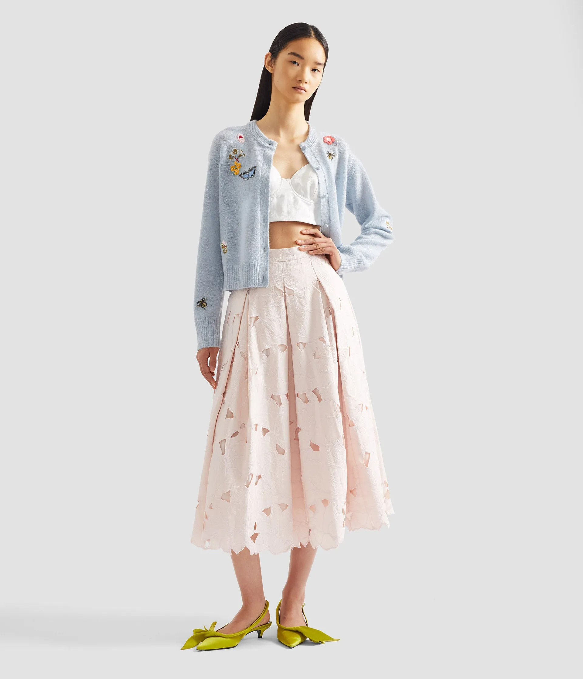 Floral Cutwork Pleated Midi Skirt sold by ERDEM product image thumbnail 2