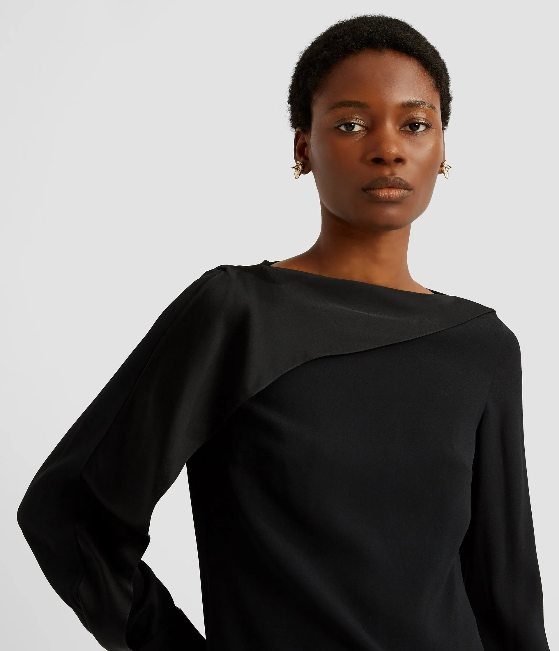 Draped Satin Cady Long Sleeve Blouse sold by ERDEM product image thumbnail 4