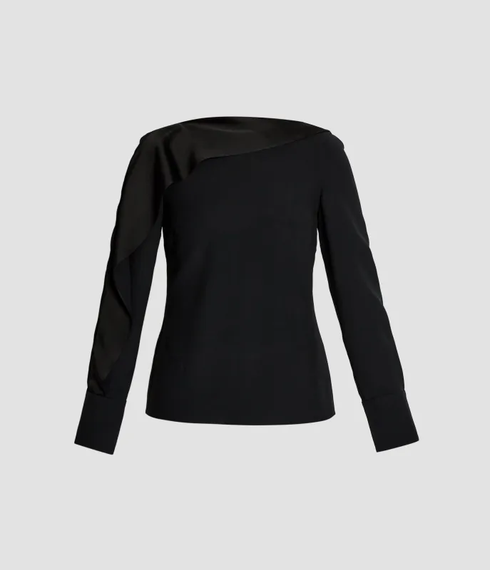 Draped Satin Cady Long Sleeve Blouse made by ERDEM