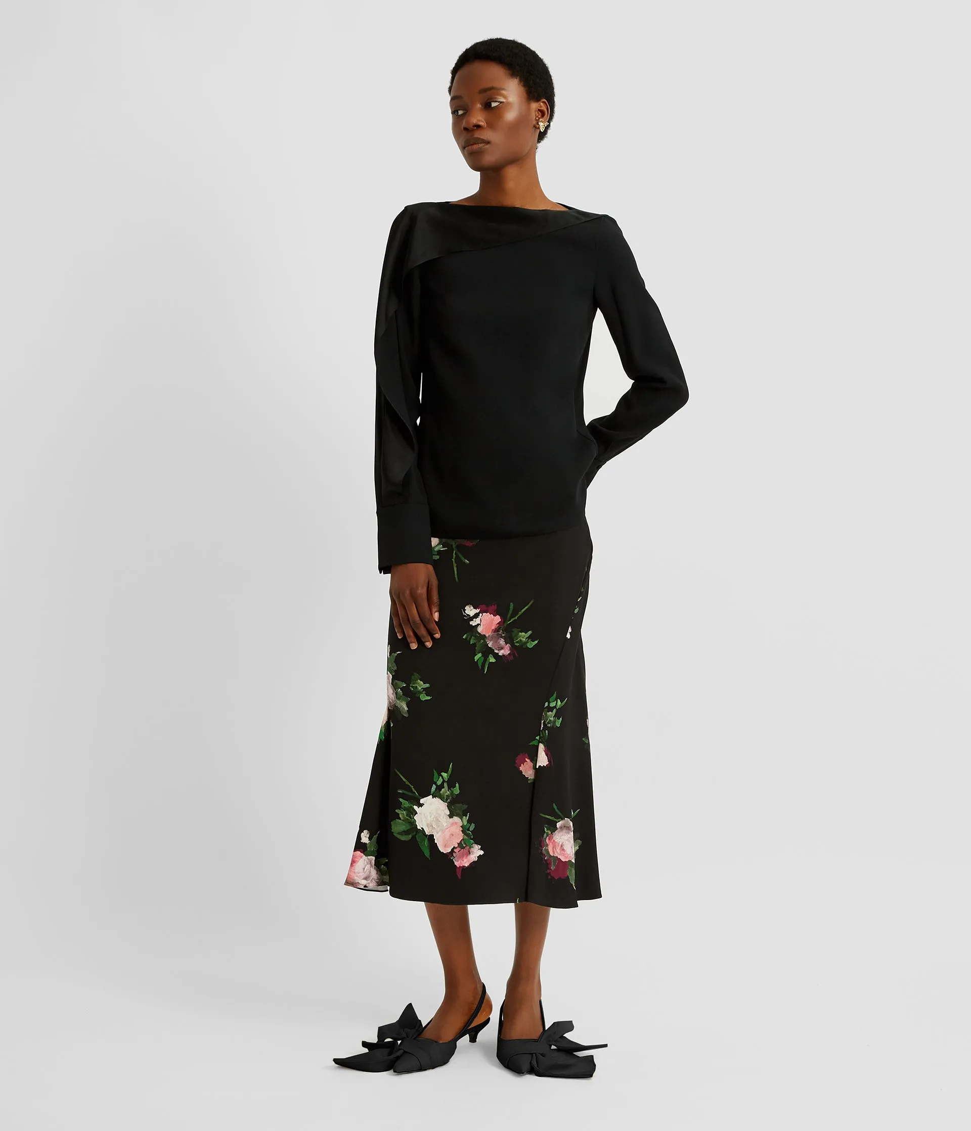 Draped Satin Cady Long Sleeve Blouse sold by ERDEM product image thumbnail 2