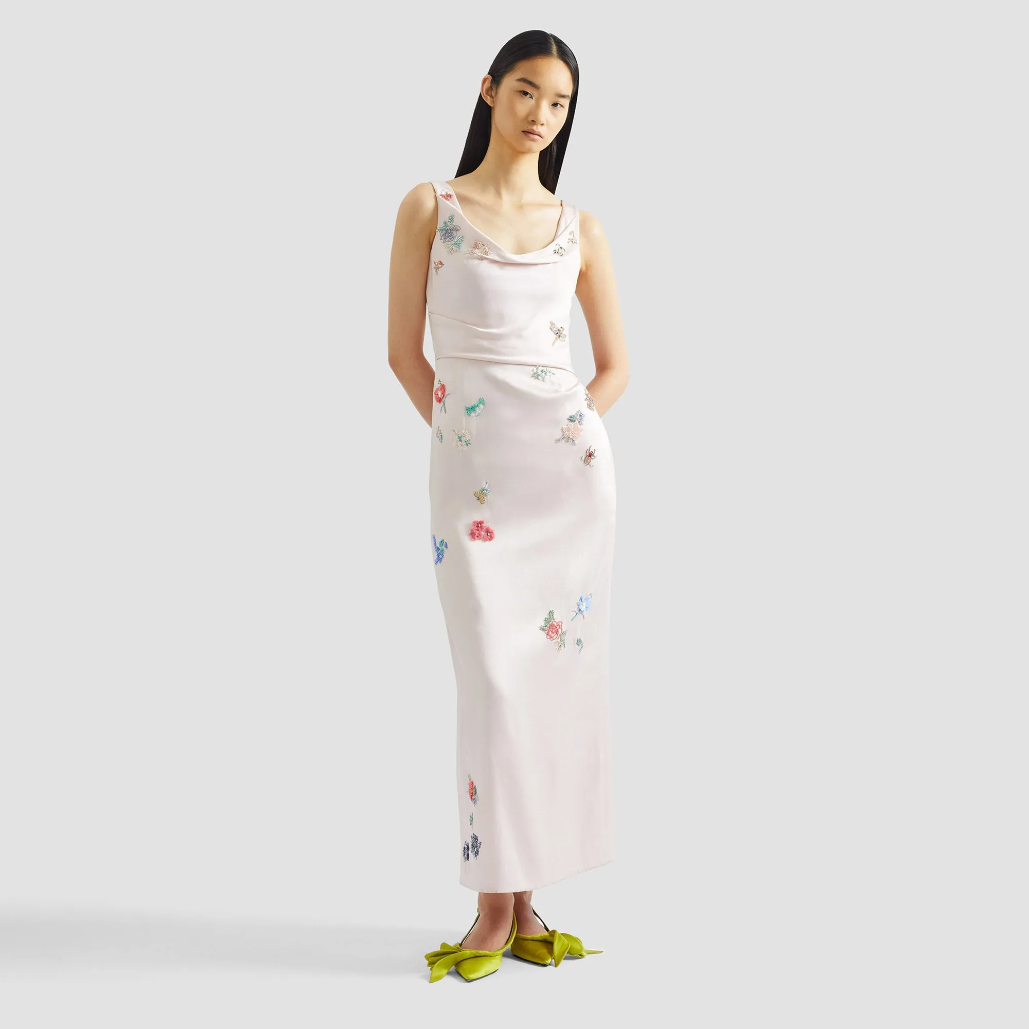 Embellished Satin Cady Sleeveless Midi Dress sold by ERDEM product image thumbnail 2