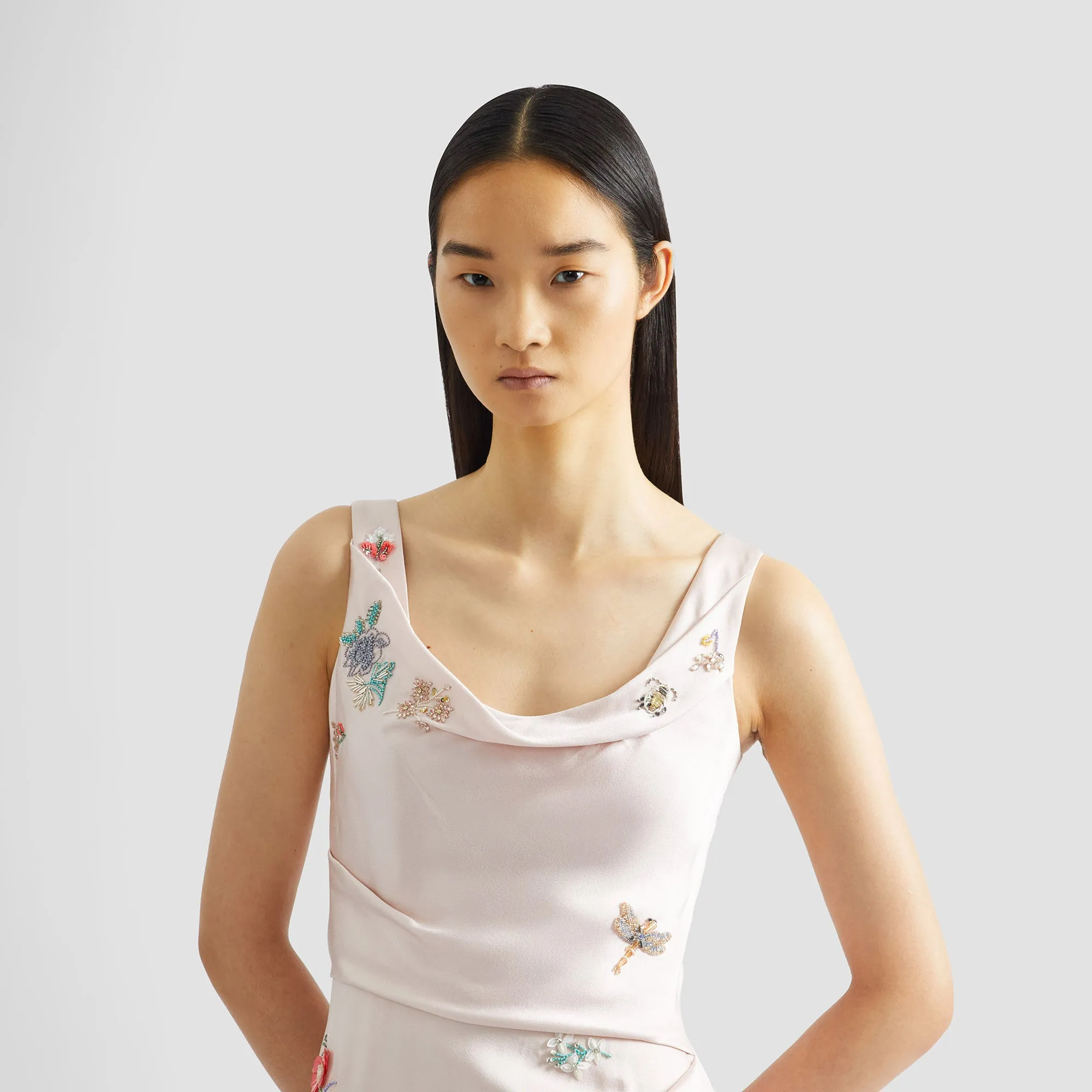 Embellished Satin Cady Sleeveless Midi Dress sold by ERDEM product image thumbnail 4