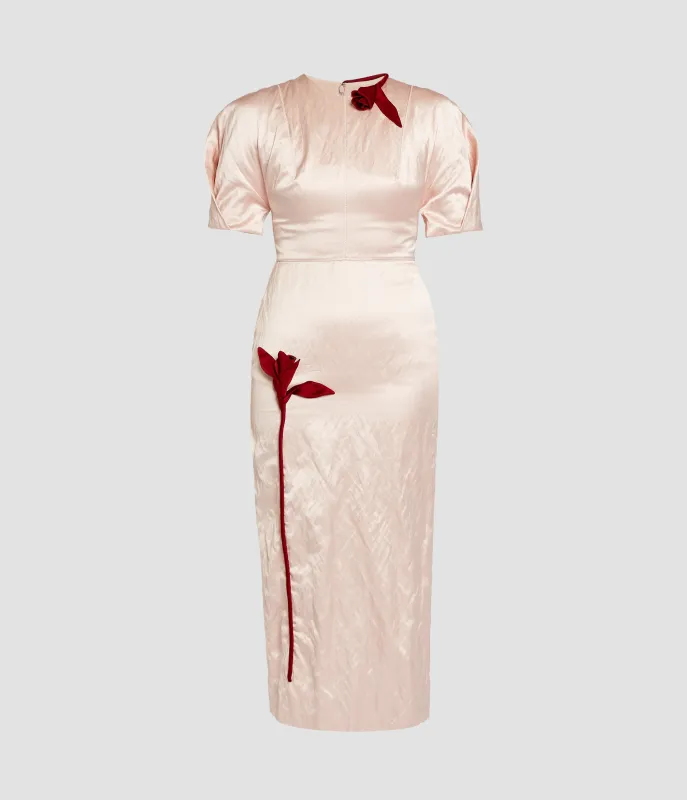 Embroidered Textured Satin Midi Dress sold by ERDEM