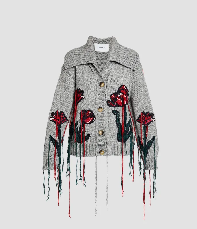 Floral Embroidered Knit Cardigan made by ERDEM