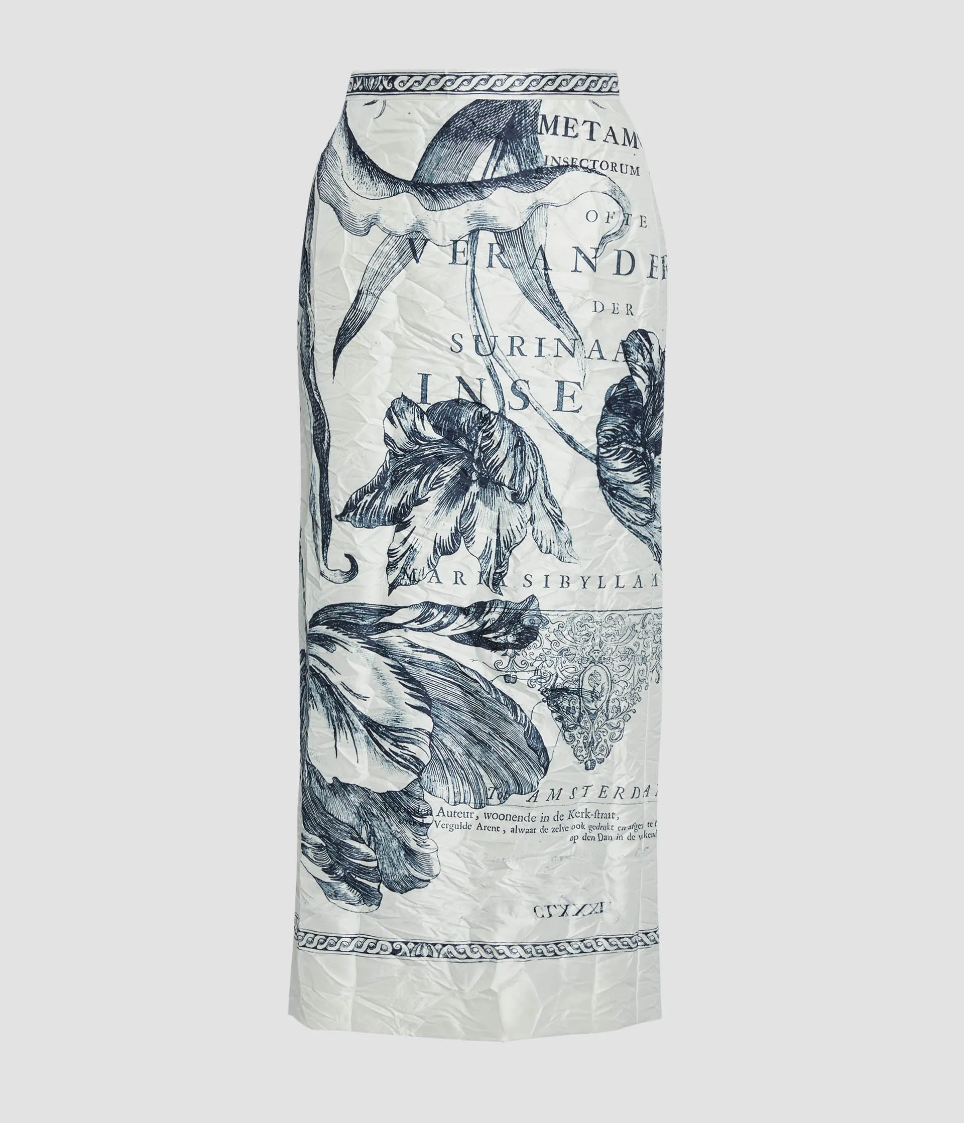 Floral Print Textured Satin Pencil Midi Skirt sold by ERDEM