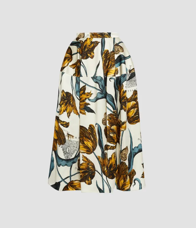 Floral Print Duchess Midi Skirt sold by ERDEM