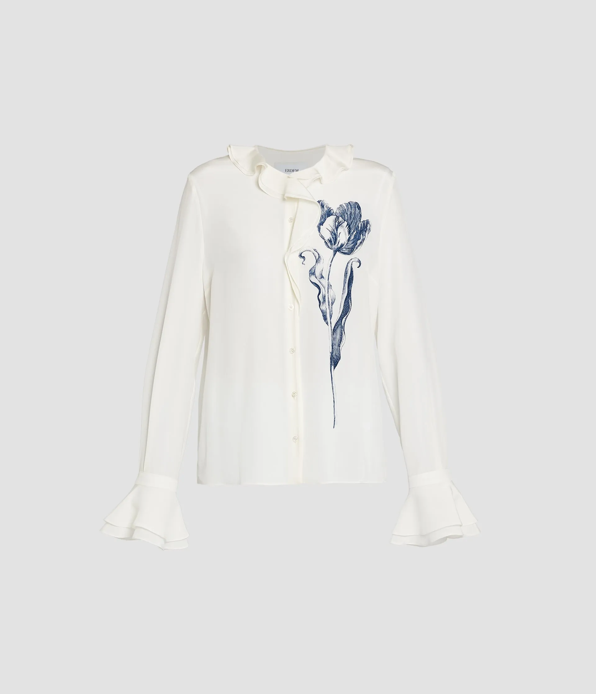 Floral Print Crepe De Chine Long Sleeve Shirt sold by ERDEM