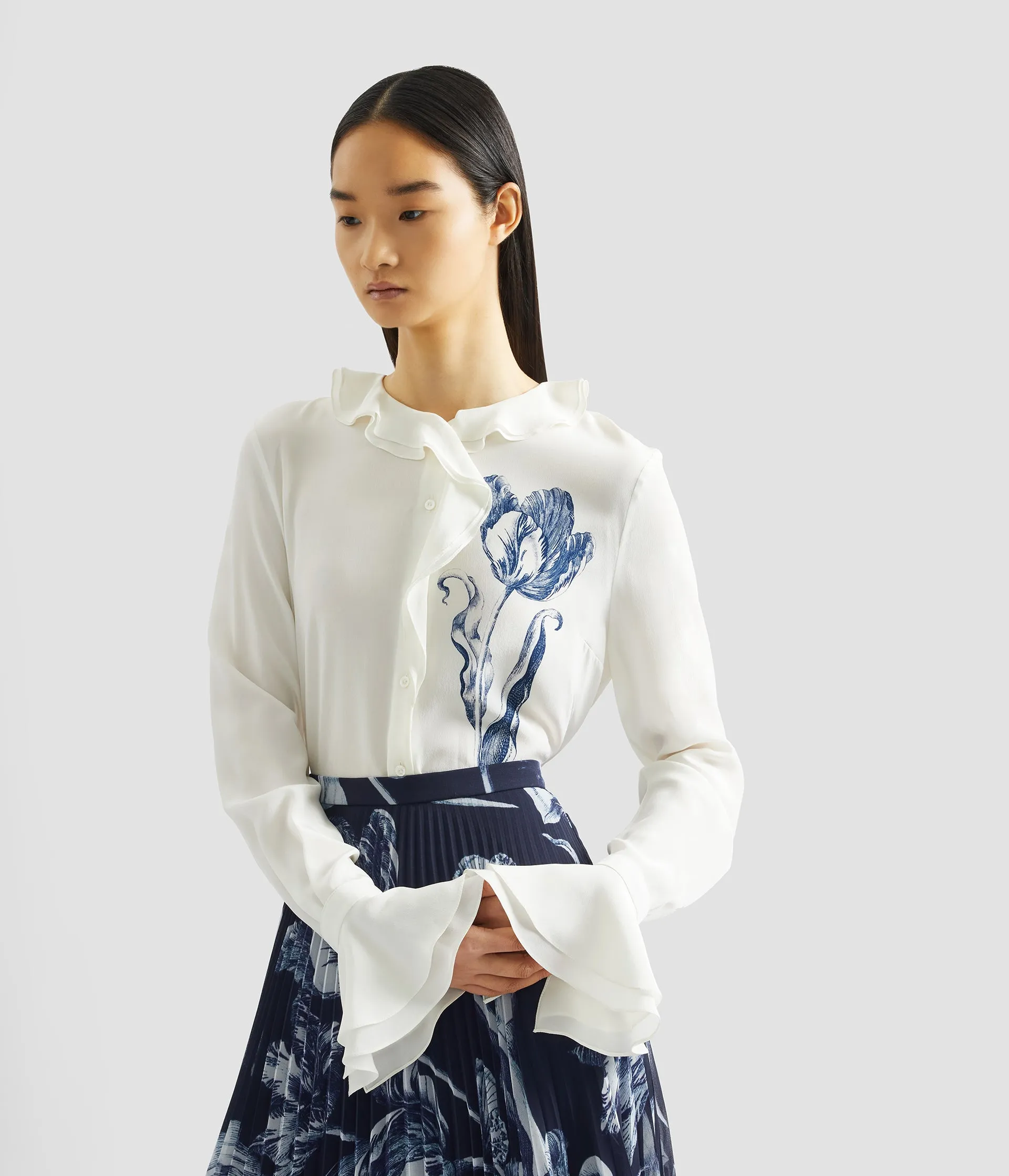 Floral Print Crepe De Chine Long Sleeve Shirt sold by ERDEM product image thumbnail 5