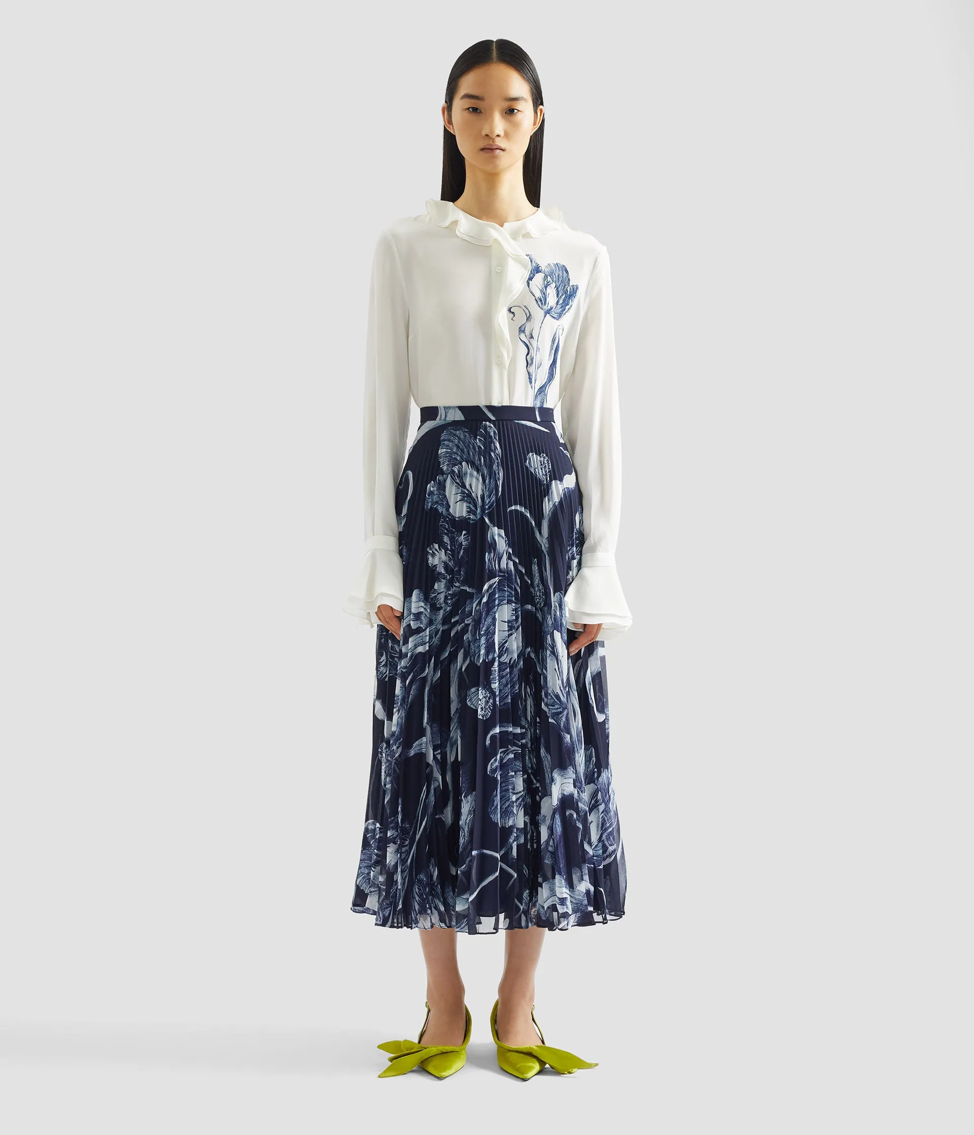 Floral Print Crepe De Chine Long Sleeve Shirt sold by ERDEM product image thumbnail 4