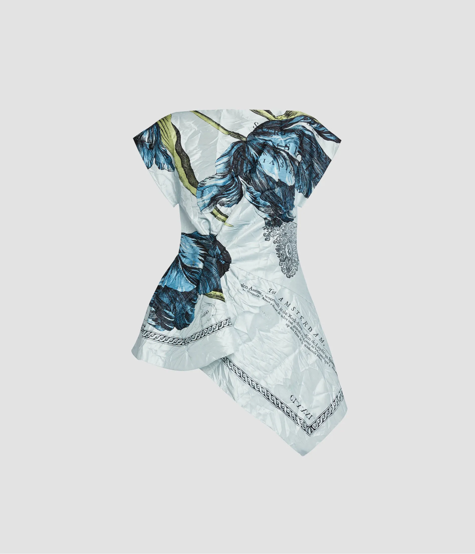 Floral Print Textured Satin Short Sleeve Blouse sold by ERDEM