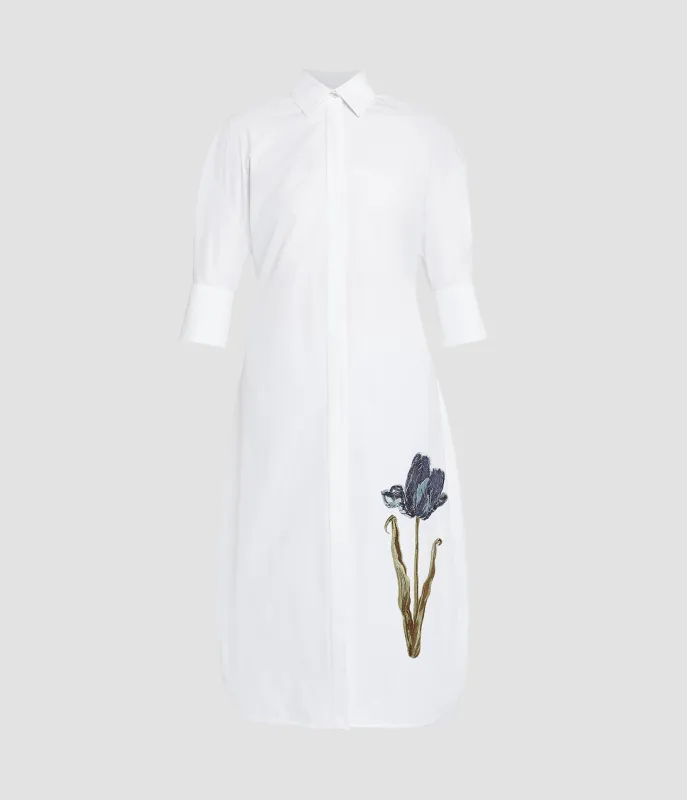 Embroidered Long Sleeve Shirt Dress sold by ERDEM