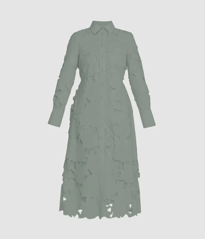Floral Cutwork Long Sleeve Midi Dress sold by ERDEM