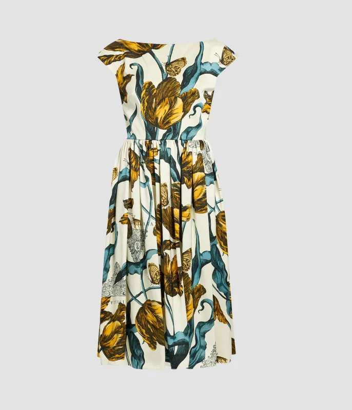 Floral Print Duchess Sleeveless Midi Dress sold by ERDEM