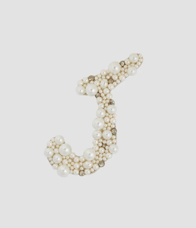 Pearl Alphabet Brooch J made by ERDEM