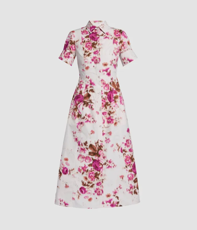 Floral Print Cotton Midi Shirt Dress sold by ERDEM