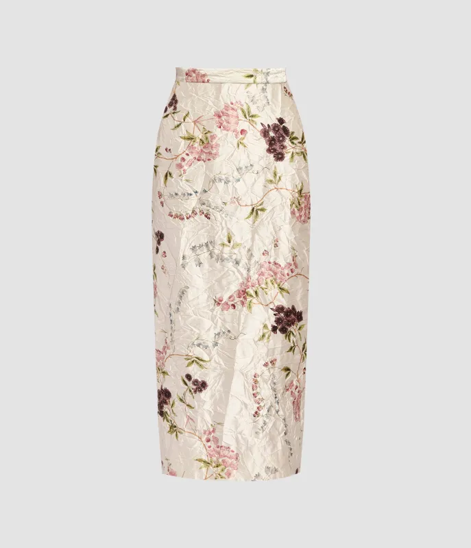 Textured Satin Midi Pencil Skirt made by ERDEM