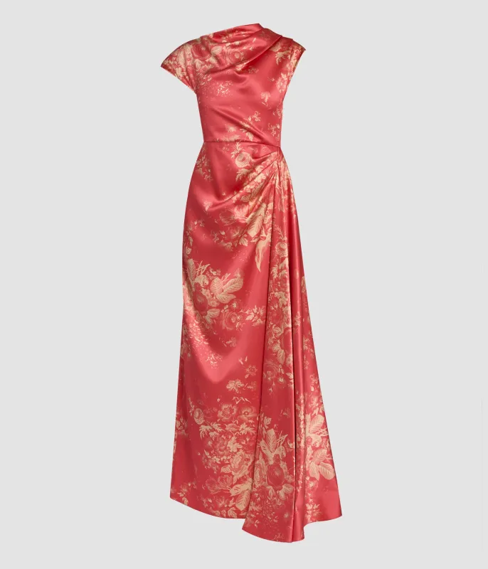 Floral Print Duchess Draped Gown made by ERDEM
