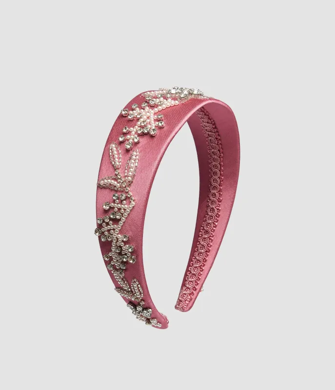 Embellished Textured Satin Headband made by ERDEM