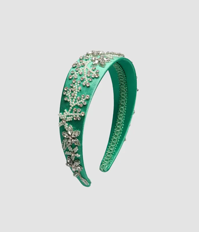 Embellished Textured Satin Headband made by ERDEM