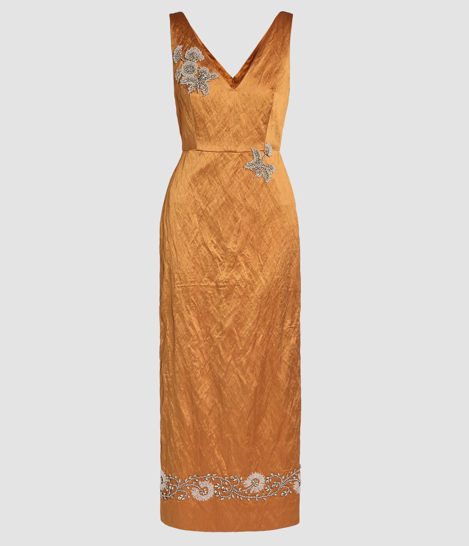 Embellished Textured Satin Midi Pencil Dress sold by ERDEM