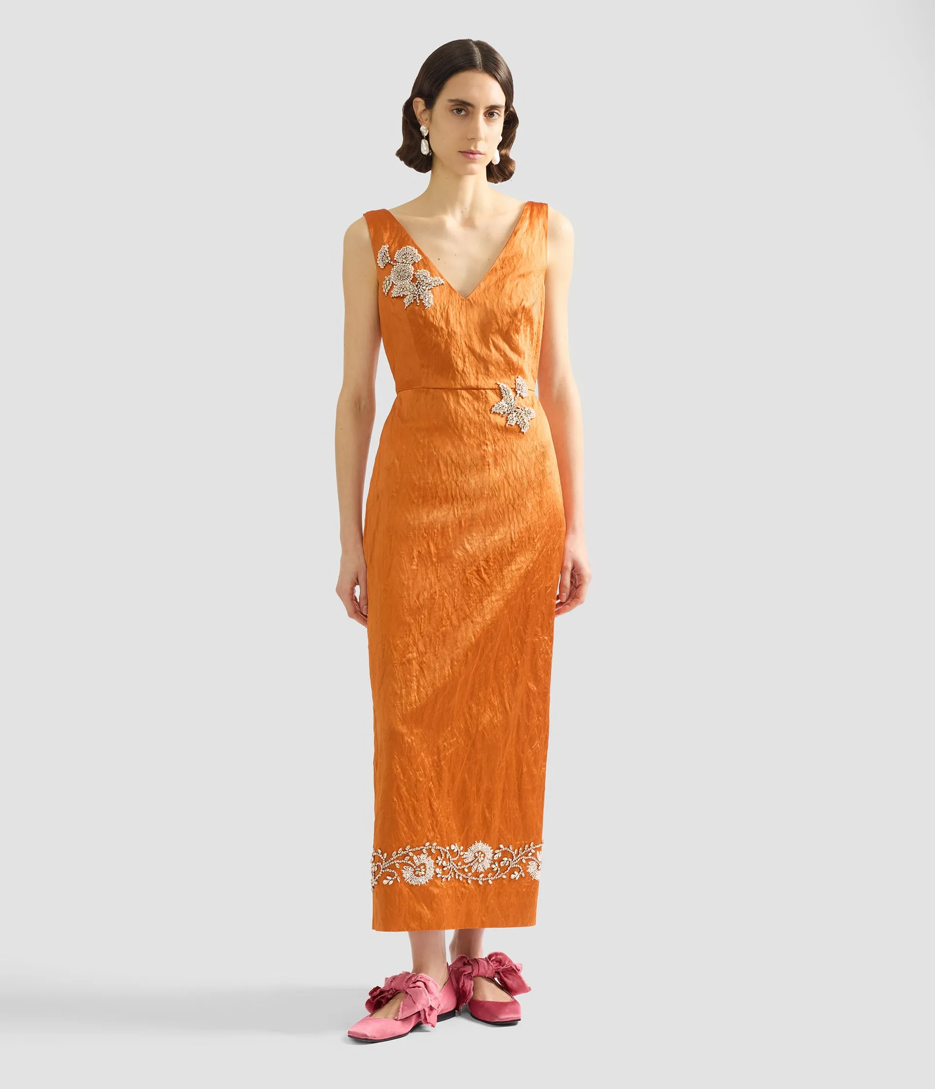 Embellished Textured Satin Midi Pencil Dress sold by ERDEM product image thumbnail 2