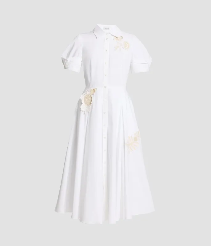 Appliqué Cotton Midi Shirt Dress sold by ERDEM