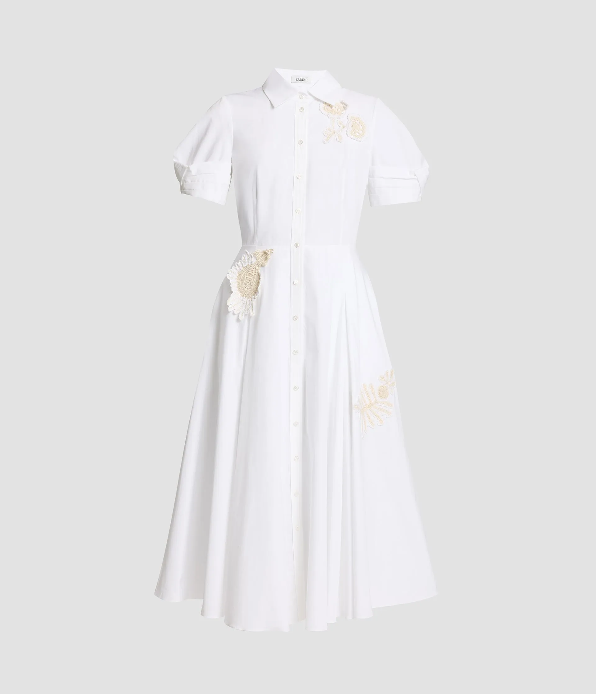 Appliqué Cotton Midi Shirt Dress sold by ERDEM