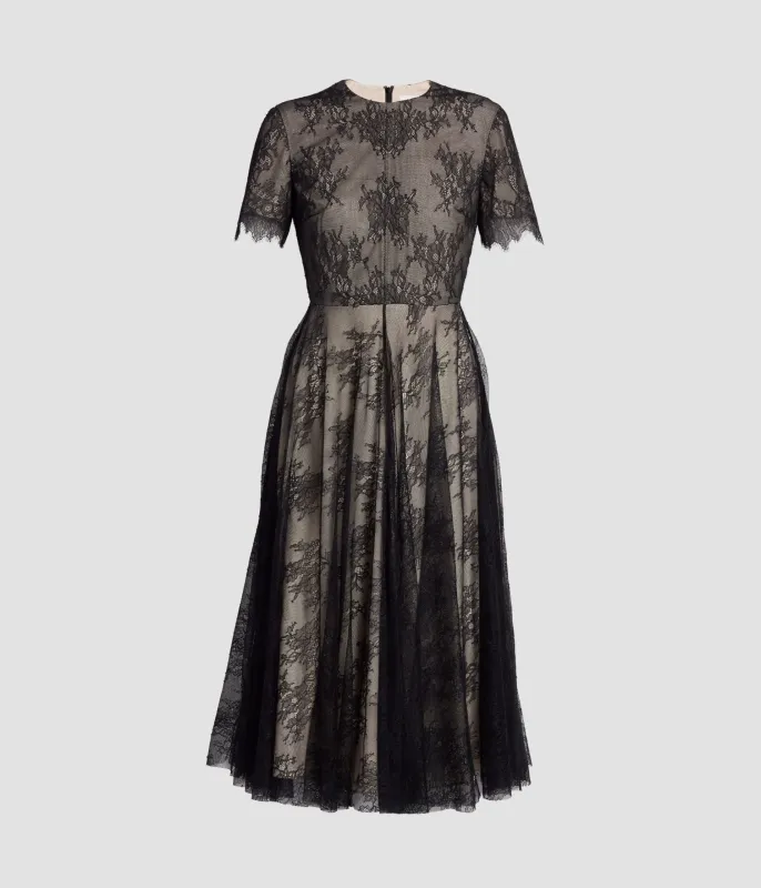 Floral Lace Short Sleeve Midi Dress sold by ERDEM