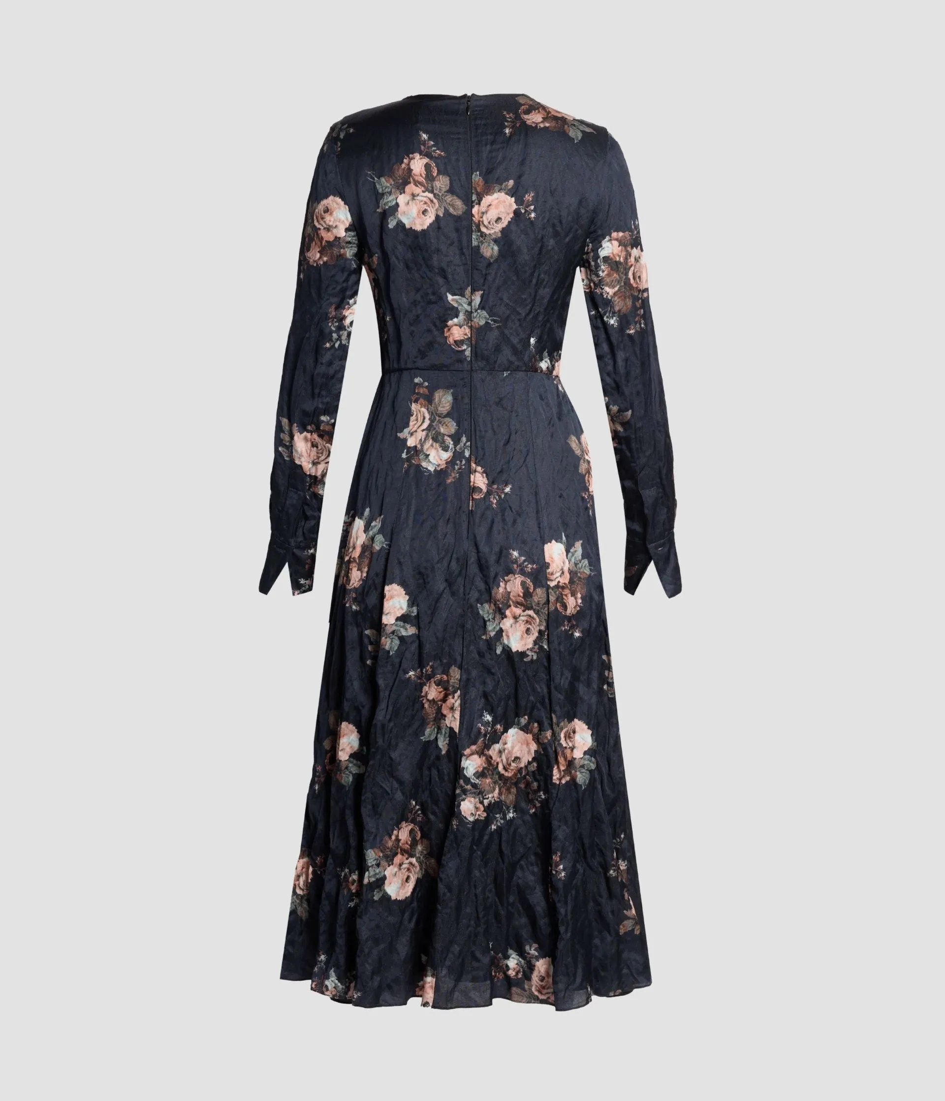 Floral Crushed Satin Long Sleeve Midi Dress sold by ERDEM product image thumbnail 2