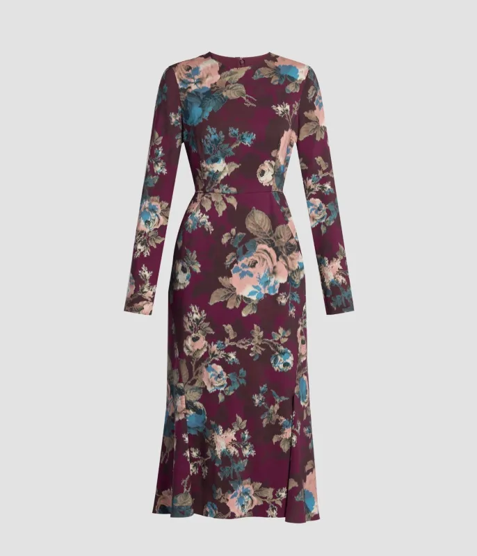 Floral Cady Long Sleeve Midi Dress sold by ERDEM