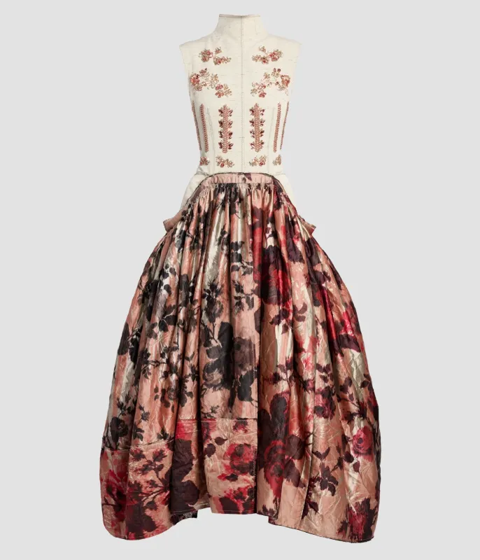Embroidered Textured Satin Strapless Midi Dress sold by ERDEM