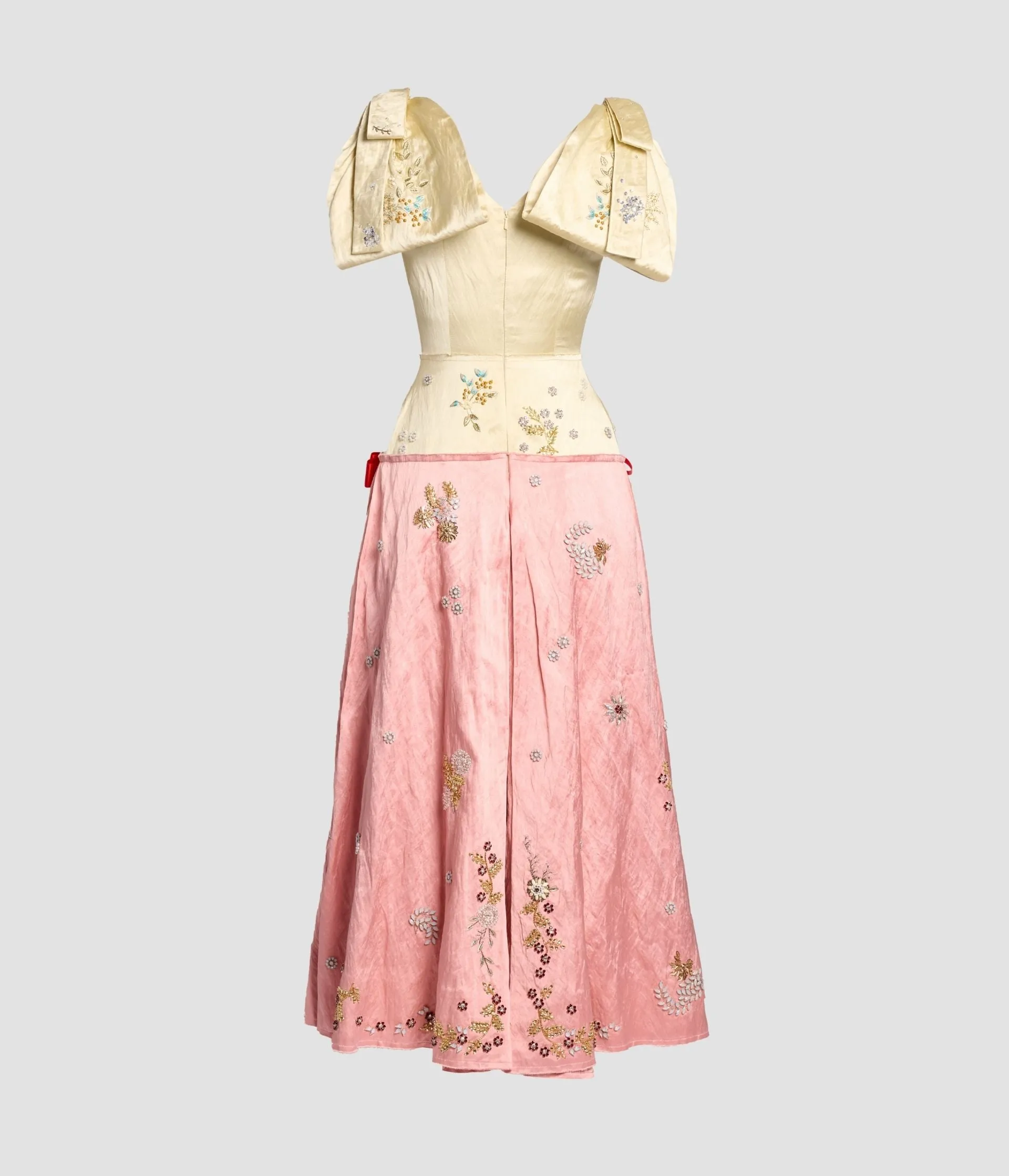Embroidered Textured Satin Short Sleeve Midi Dress sold by ERDEM product image thumbnail 3