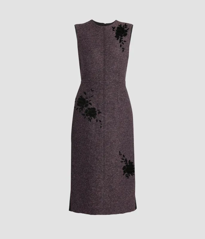 Floral Embroidered Wool Sleeveless Midi Dress sold by ERDEM