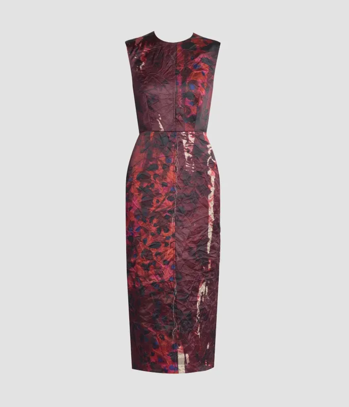 Textured Satin Sleeveless Midi Dress sold by ERDEM