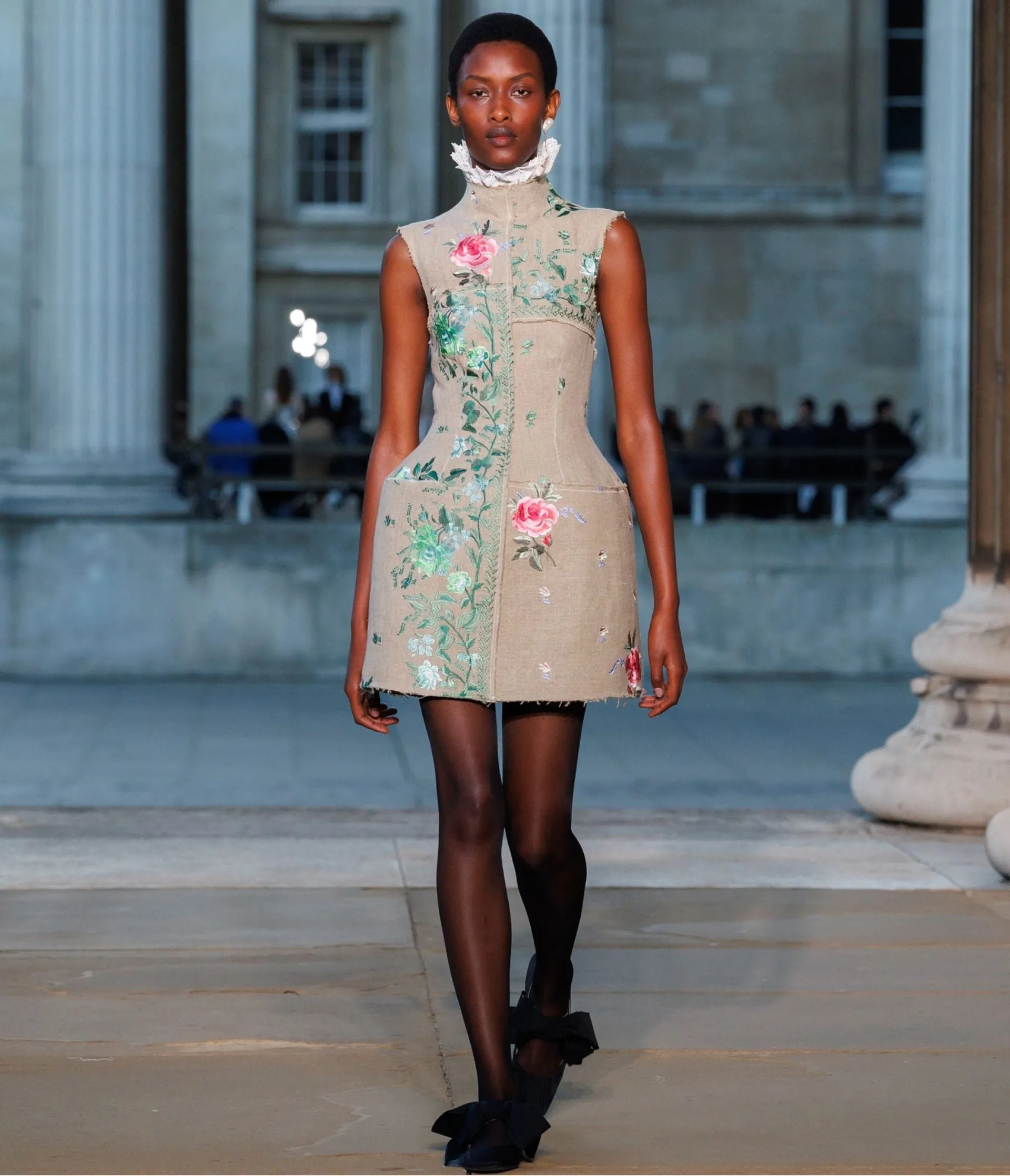 Embroidered Linen Hourglass Mini Dress sold by ERDEM product image thumbnail 2