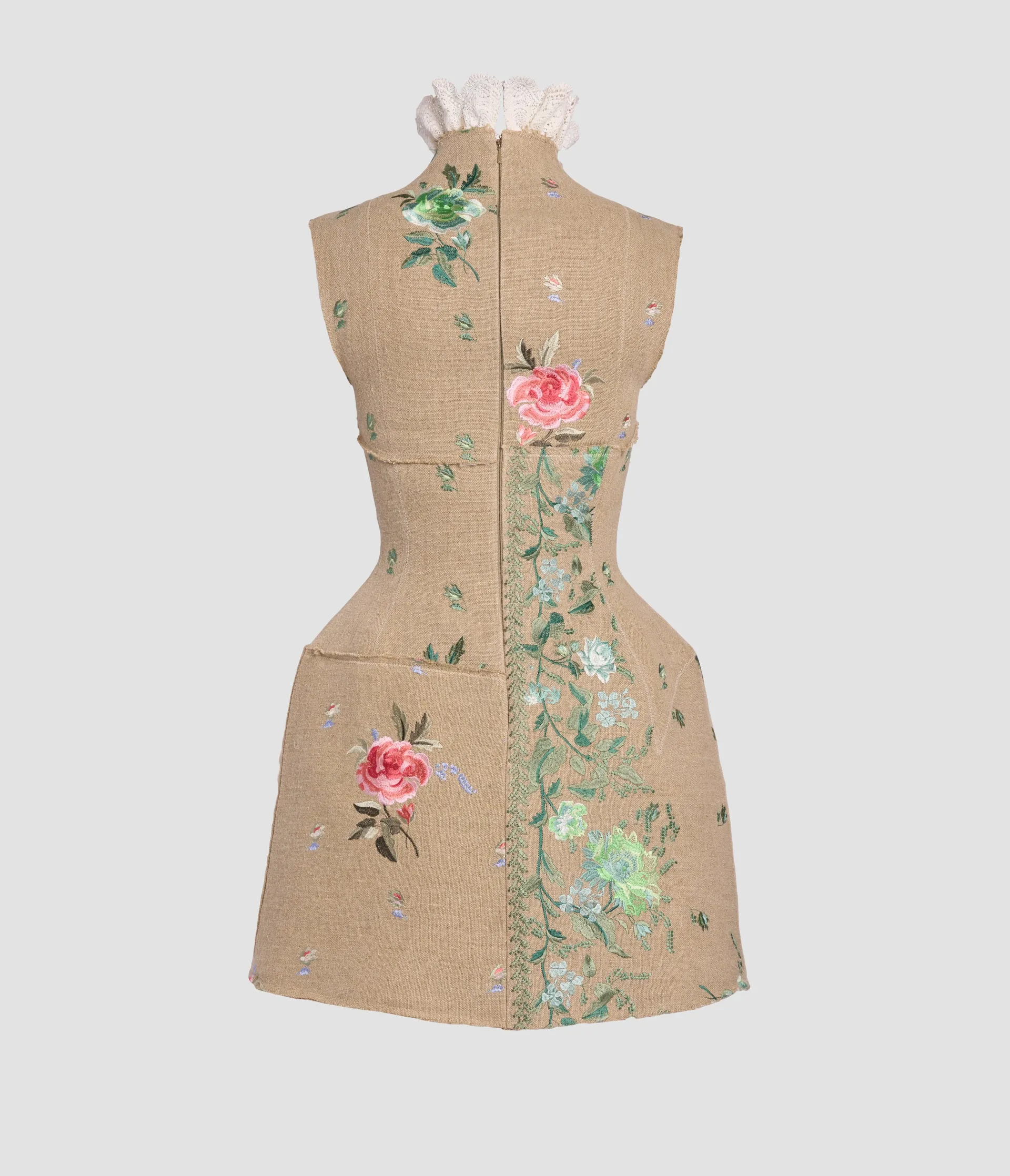Embroidered Linen Hourglass Mini Dress sold by ERDEM product image thumbnail 3