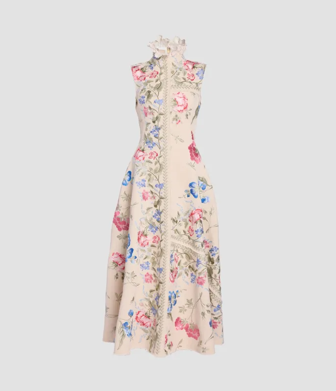 Embroidered Cotton Twill Hourglass Midi Dress made by ERDEM