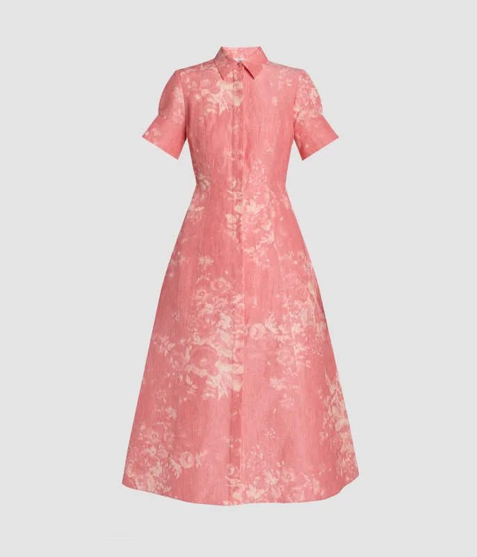 Floral Print Linen Chine Midi Shirt Dress sold by ERDEM