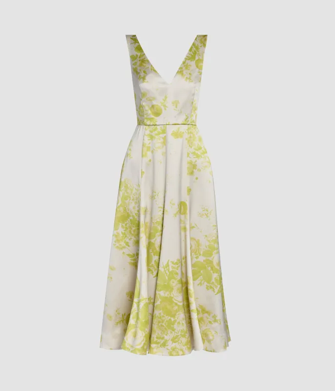 Floral Print Duchess Fit And Flared Dress sold by ERDEM