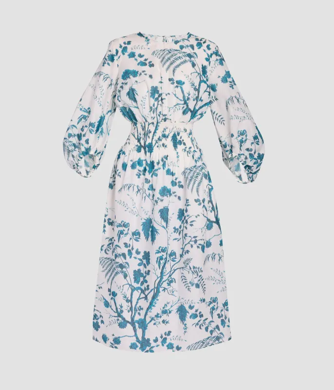 Botanical Print Cotton Linen Midi Dress made by ERDEM