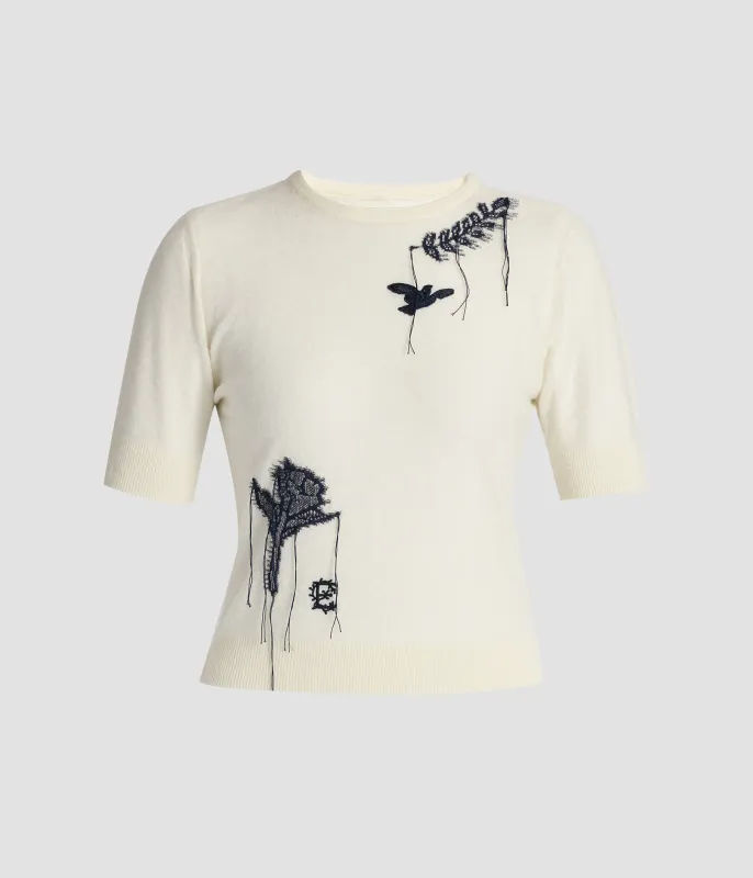 Fine Alpaca Blend Short Sleeve Crew Jumper made by ERDEM