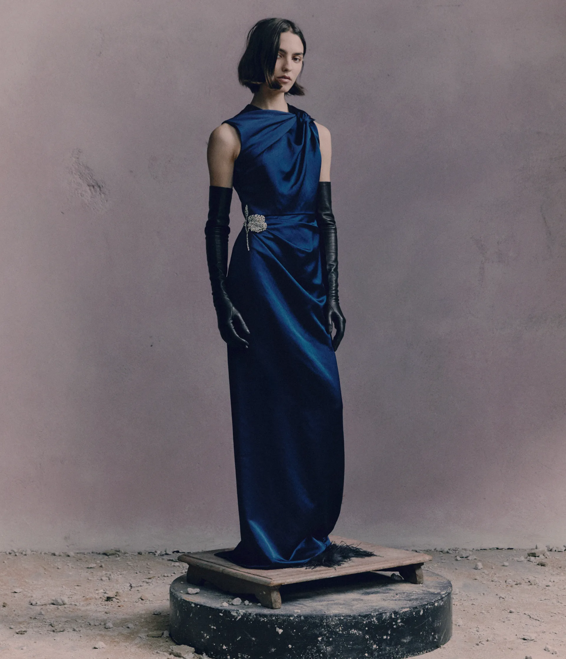 Embroidered Heavy Satin Sleeveless Pencil Gown sold by ERDEM product image thumbnail 2
